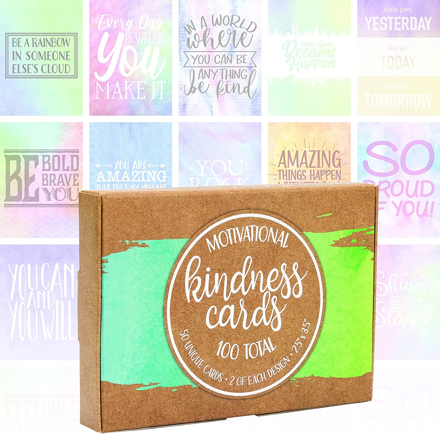 230527225212069_1 Motivational Cards: 100 Inspirational, Kindness, Motivational and Quote Cards. Business Card Size - 2.5x3.5 inches (Pack of 100) - Image 1
